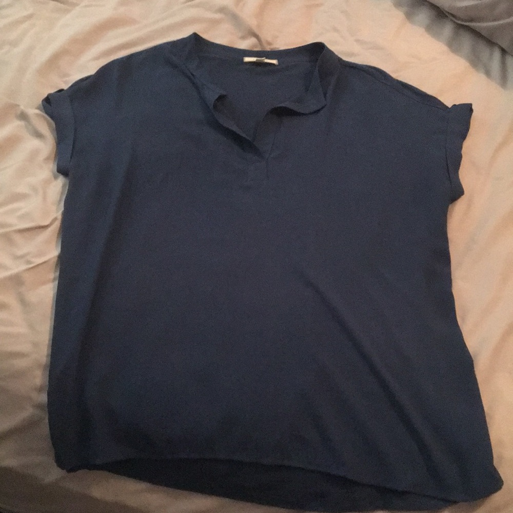 Navy blue shirt sleeve blouse